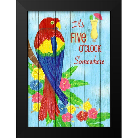 Parrot Party I Black Modern Wood Framed Art Print by Metz, Andi