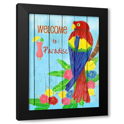 Parrot Party II Black Modern Wood Framed Art Print by Metz, Andi
