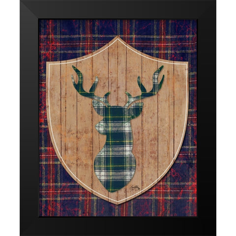 Tartan Shield On Plaid II Black Modern Wood Framed Art Print by Medley, Elizabeth