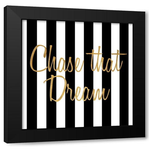 Chase That Dream Stripes Black Modern Wood Framed Art Print by SD Graphics Studio