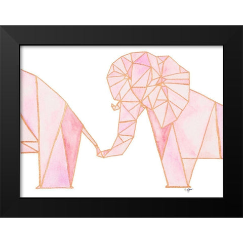 Follow The Elephant Black Modern Wood Framed Art Print by James, Nola