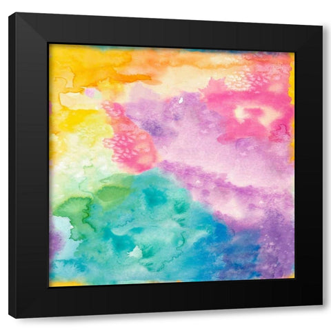 Rainbow Watercolor Black Modern Wood Framed Art Print with Double Matting by James, Nola