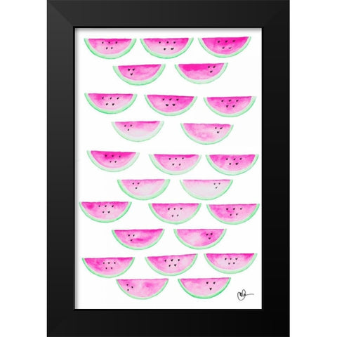 Watercolor Watermelons Black Modern Wood Framed Art Print by Papa, Kat