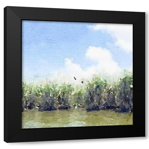 Watercolor Black Hammock Lake Black Modern Wood Framed Art Print by James, Nola