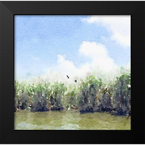 Watercolor Black Hammock Lake Black Modern Wood Framed Art Print by James, Nola
