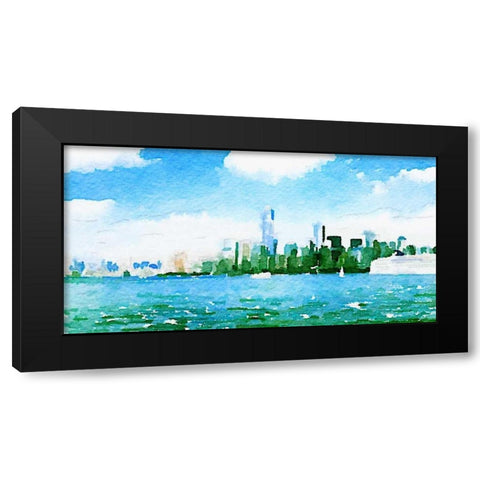 Watercolor NYC Skyline I Black Modern Wood Framed Art Print by James, Nola