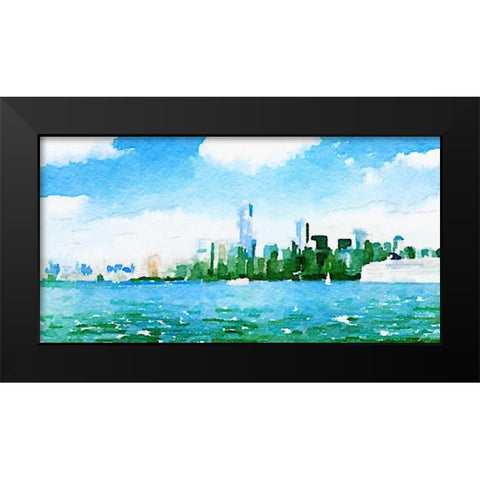 Watercolor NYC Skyline I Black Modern Wood Framed Art Print by James, Nola