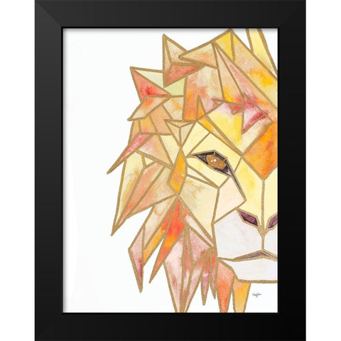 Retro Lion Black Modern Wood Framed Art Print by James, Nola