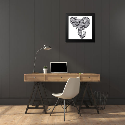 Retro Elephant Black Modern Wood Framed Art Print by James, Nola