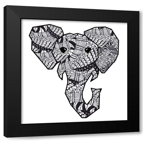 Retro Elephant Black Modern Wood Framed Art Print by James, Nola