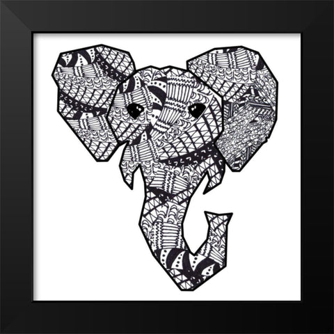 Retro Elephant Black Modern Wood Framed Art Print by James, Nola