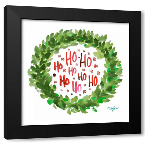 Jolly Wreath Black Modern Wood Framed Art Print with Double Matting by James, Nola