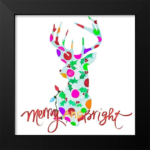 Merry Bright Black Modern Wood Framed Art Print by James, Nola