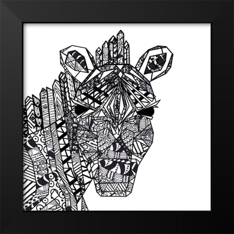 Coloring Book Zebra Black Modern Wood Framed Art Print by James, Nola