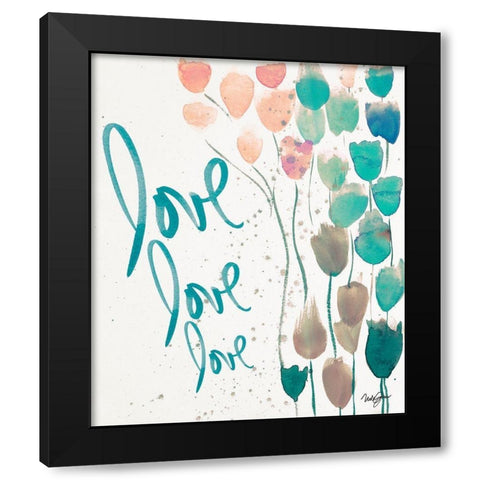 Ballooned Love Black Modern Wood Framed Art Print by James, Nola