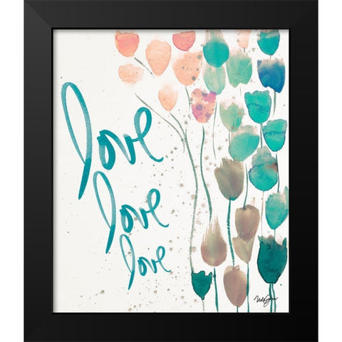 Ballooned Love Black Modern Wood Framed Art Print by James, Nola