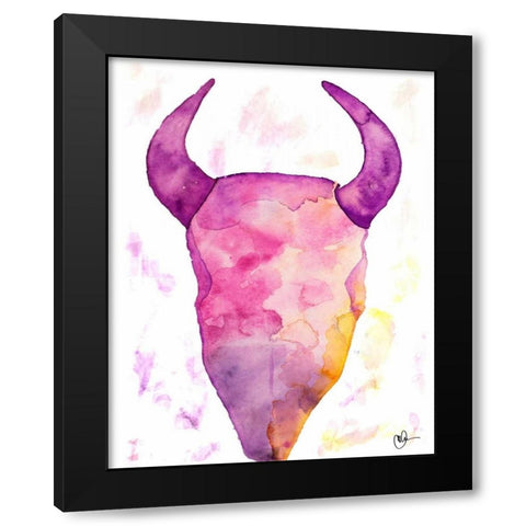 Water Color Skull Black Modern Wood Framed Art Print by Papa, Kat