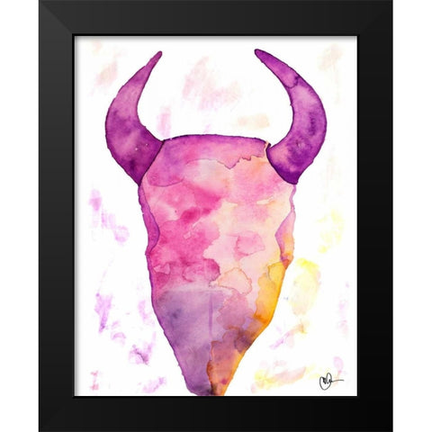 Water Color Skull Black Modern Wood Framed Art Print by Papa, Kat