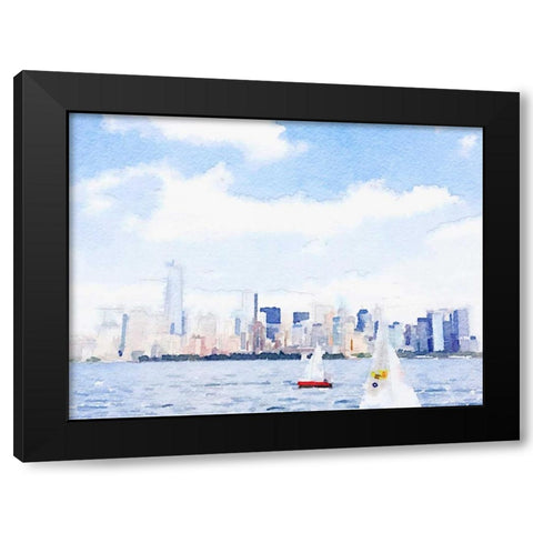 Watercolor NYC Skyline II Black Modern Wood Framed Art Print by James, Nola
