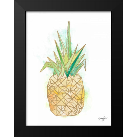 Watercolor Origami Pineapple Black Modern Wood Framed Art Print by James, Nola