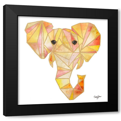 Retro Orange Elephant Square Black Modern Wood Framed Art Print with Double Matting by James, Nola