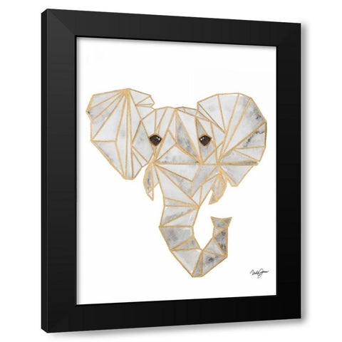 Retro Elephant Rectangle Black Modern Wood Framed Art Print by James, Nola