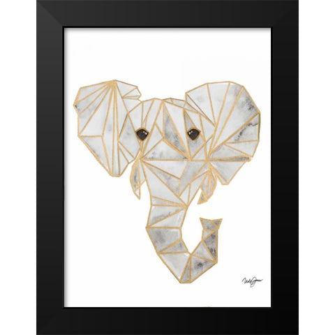 Retro Elephant Rectangle Black Modern Wood Framed Art Print by James, Nola