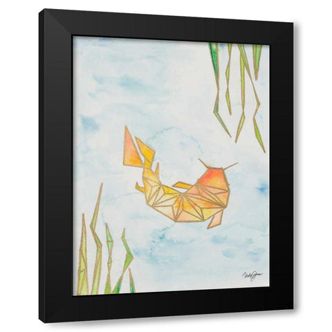 Origami Koi Black Modern Wood Framed Art Print with Double Matting by James, Nola