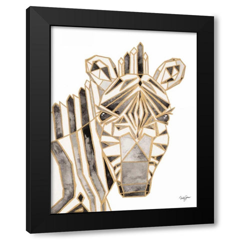 Retro Zebra Black Modern Wood Framed Art Print by James, Nola