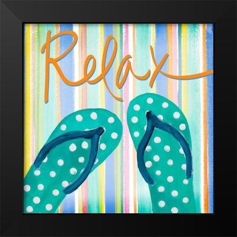 Flip Flop Retreat III Black Modern Wood Framed Art Print by DeRice, Julie