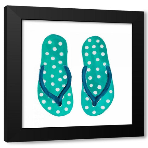 Polka Dot Flip Flops I Black Modern Wood Framed Art Print with Double Matting by DeRice, Julie