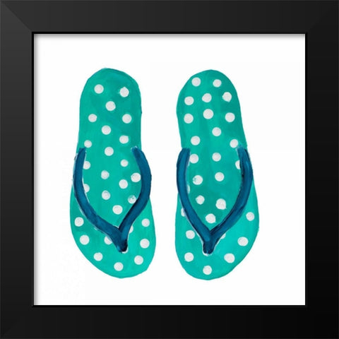Polka Dot Flip Flops I Black Modern Wood Framed Art Print by DeRice, Julie