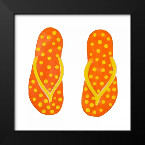 Polka Dot Flip Flops III Black Modern Wood Framed Art Print by DeRice, Julie
