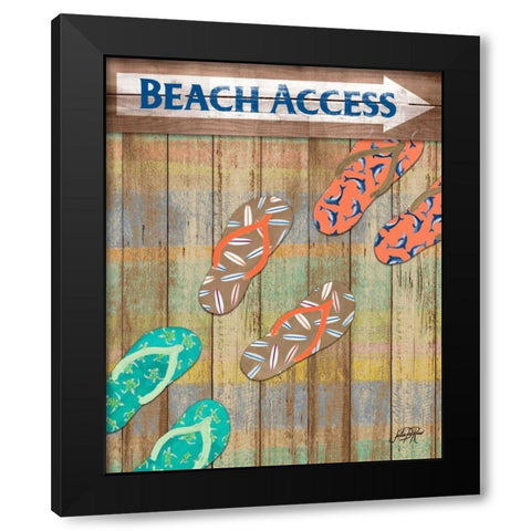 Woody Beach Access Black Modern Wood Framed Art Print by DeRice, Julie