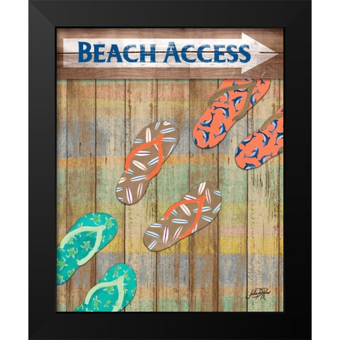 Woody Beach Access Black Modern Wood Framed Art Print by DeRice, Julie