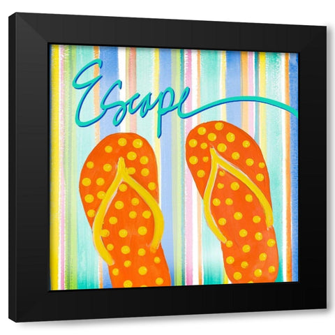 Flip Flop Retreat IV Black Modern Wood Framed Art Print with Double Matting by DeRice, Julie
