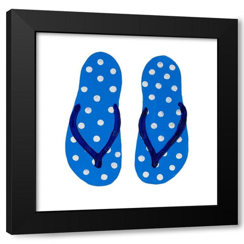 Polka Dot Flip Flops II Black Modern Wood Framed Art Print by DeRice, Julie