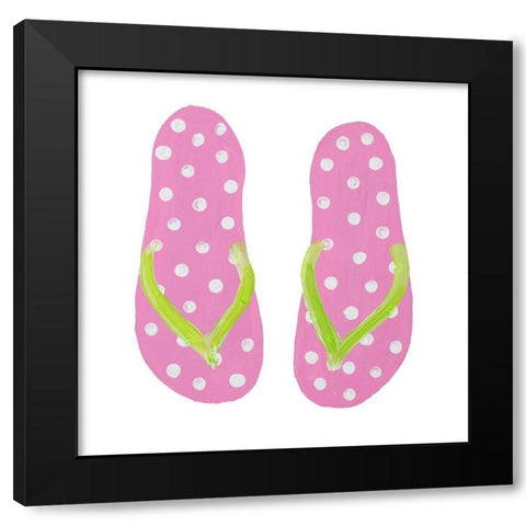 Polka Dot Flip Flops IV Black Modern Wood Framed Art Print by DeRice, Julie