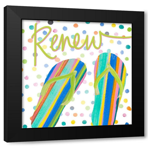 Flip Flop Retreat II Black Modern Wood Framed Art Print with Double Matting by DeRice, Julie