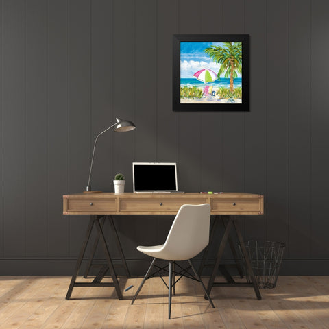 Vacation Getaway Black Modern Wood Framed Art Print by DeRice, Julie