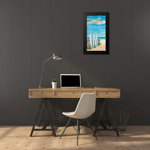 Waves and Surf Black Modern Wood Framed Art Print by DeRice, Julie