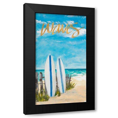 Waves and Surf Black Modern Wood Framed Art Print with Double Matting by DeRice, Julie