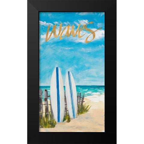 Waves and Surf Black Modern Wood Framed Art Print by DeRice, Julie