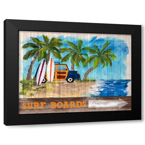 Surf Boards Black Modern Wood Framed Art Print by DeRice, Julie