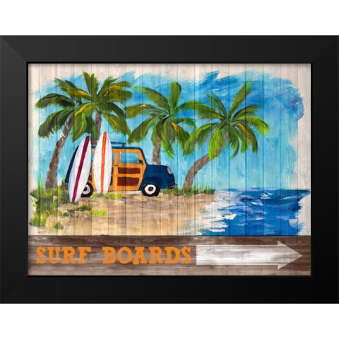 Surf Boards Black Modern Wood Framed Art Print by DeRice, Julie
