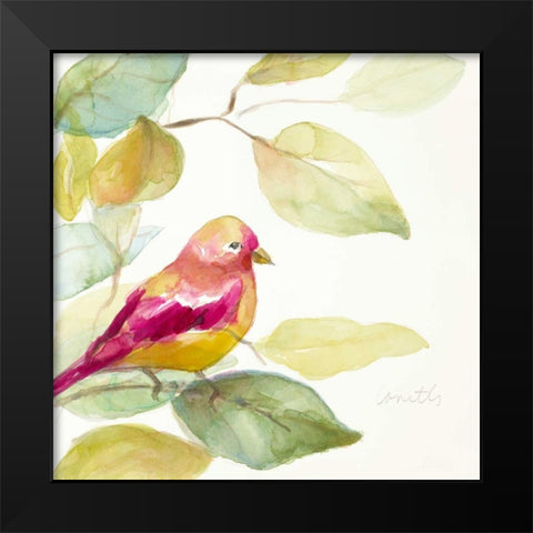 Bird in a Tree III (magenta) Black Modern Wood Framed Art Print by Loreth, Lanie