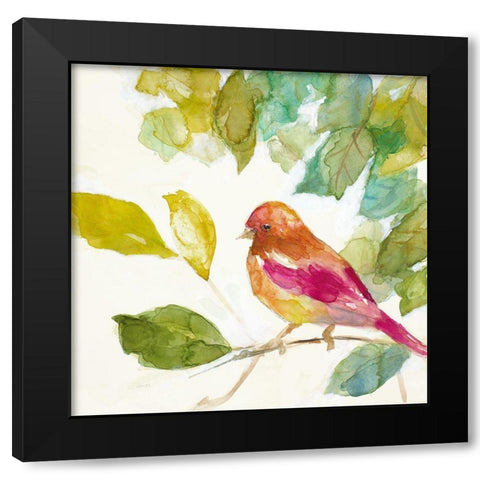 Bird in a Tree IV  (magenta) Black Modern Wood Framed Art Print by Loreth, Lanie