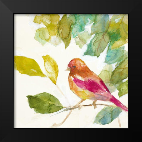 Bird in a Tree IV  (magenta) Black Modern Wood Framed Art Print by Loreth, Lanie