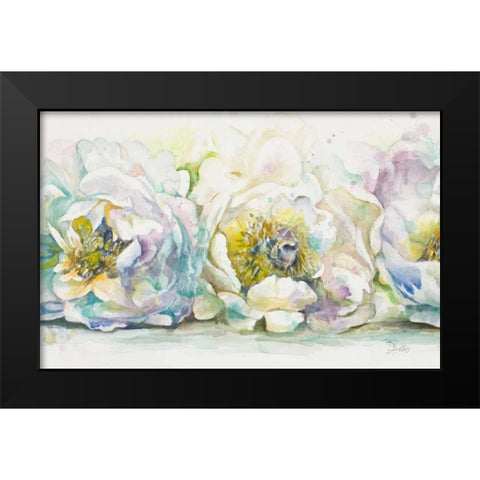 The Three Peonies Black Modern Wood Framed Art Print by Pinto, Patricia