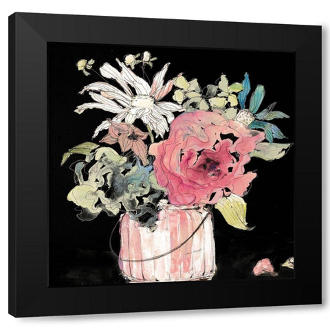 Flower Burst on Black I Black Modern Wood Framed Art Print by Loreth, Lanie
